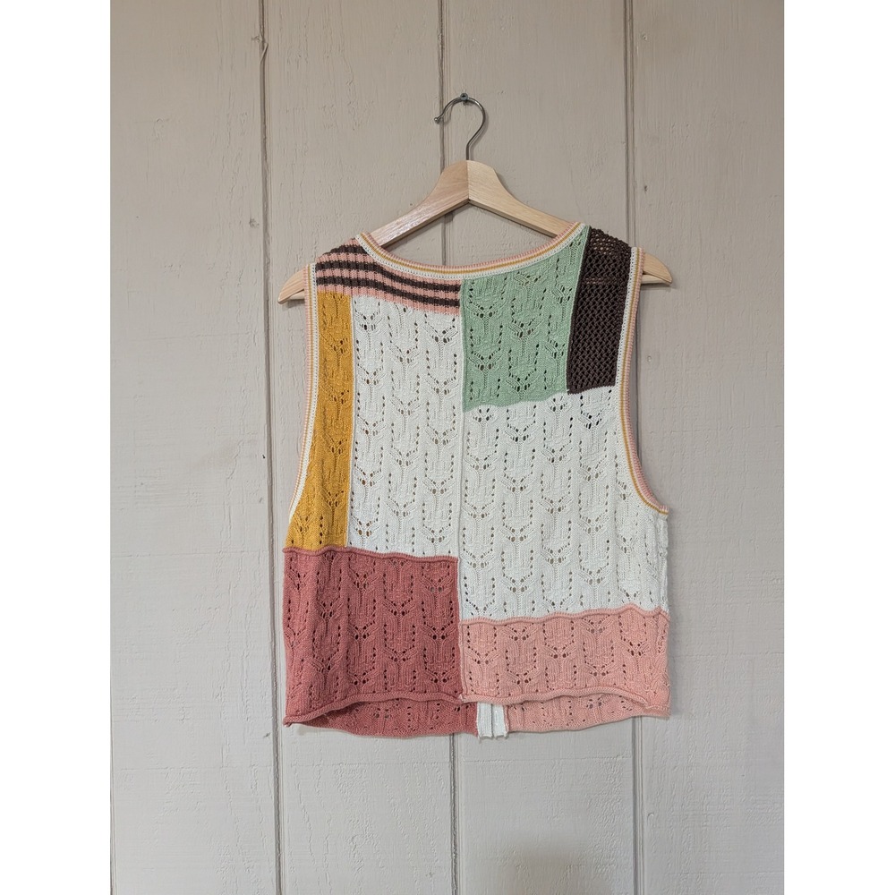 American Eagle Patchwork Pointelle Knit Button Fr… - image 3